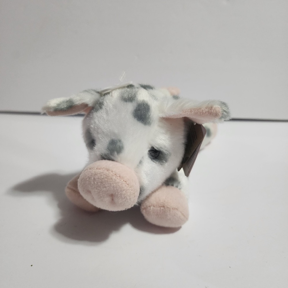 Aurora White Gray Spotted PIGLET Baby Pig Plush Bean Bag Toy 7" New